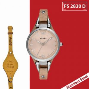 RELOJ  DE DAMA  ACERO INOXIDABLE MARCA FOSSIL  CORREA DE COLOR BEIG  INCLUYE ESTUCHE ORIGINAL